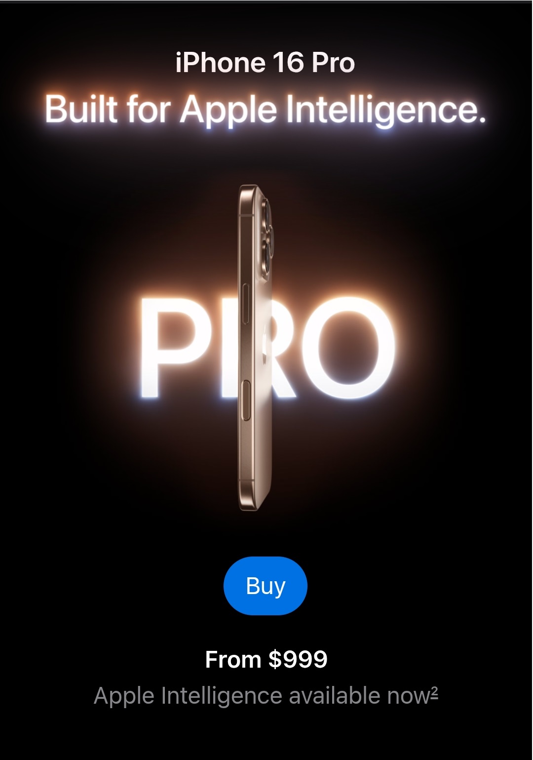 iPhone 16 Pro and iPhone 16 Pro Max - Hello, Apple Intelligence Mobile Hero at apple wholesale stores