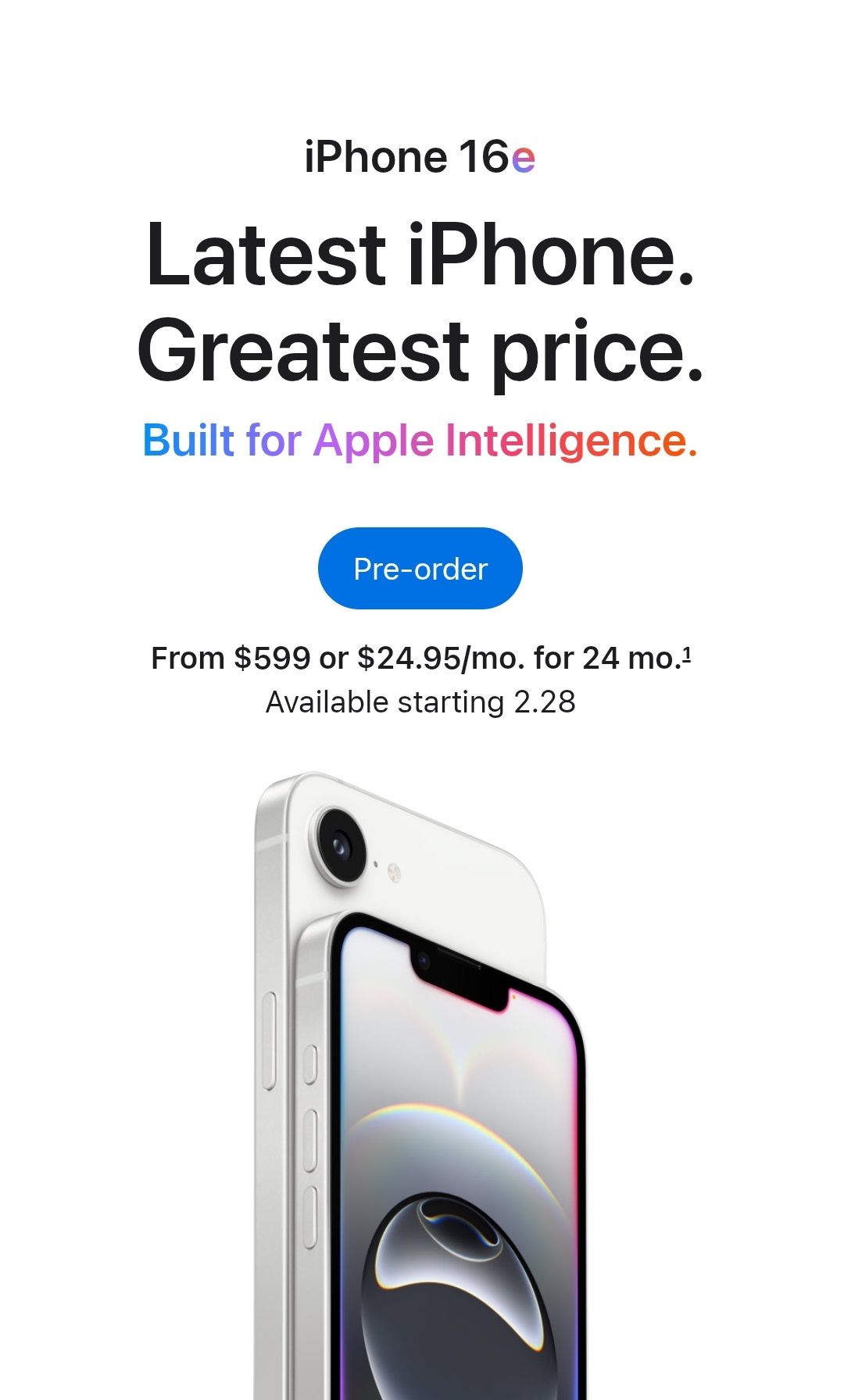 iPhone 16e - Latest iPhone. Greatest Price - Apple Store Mobile Hero 1