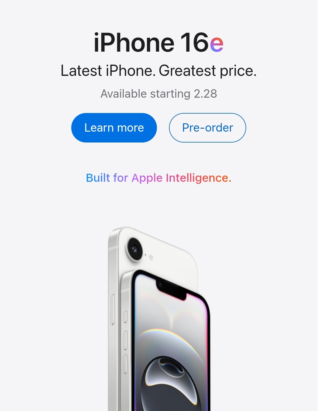 iPhone 16e - Latest iPhone. Greatest Price - Apple Store Mobile Hero(1)